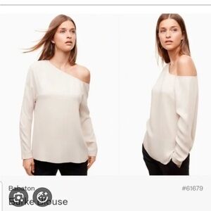 Aritzia Babaton Cream Asymmetrical Blouse